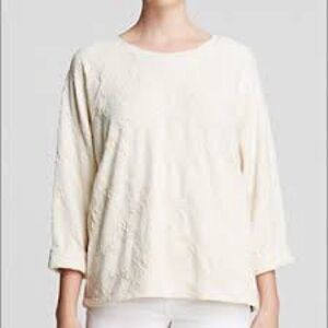 Vince Raised Jacquard Abstract Design Ivory Lined Pullover w/ pockets